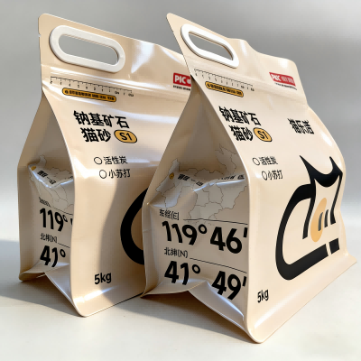 Sekiz Taraflı Fermuar Saplı Mühürlü Kedi Kumu Torbası